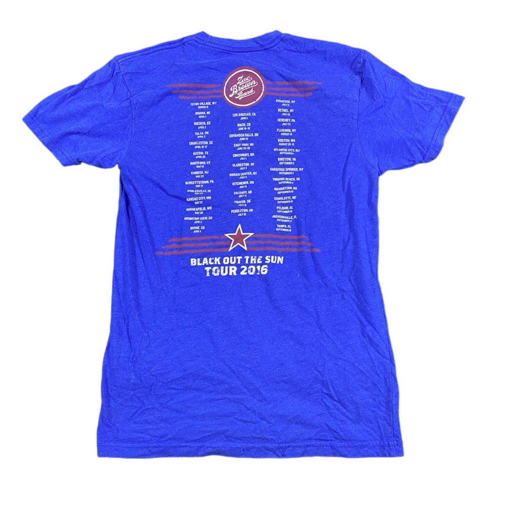 Zac Brown Band Black Out The Sun Tour 2016 Concert Tee Blue Red Country Music